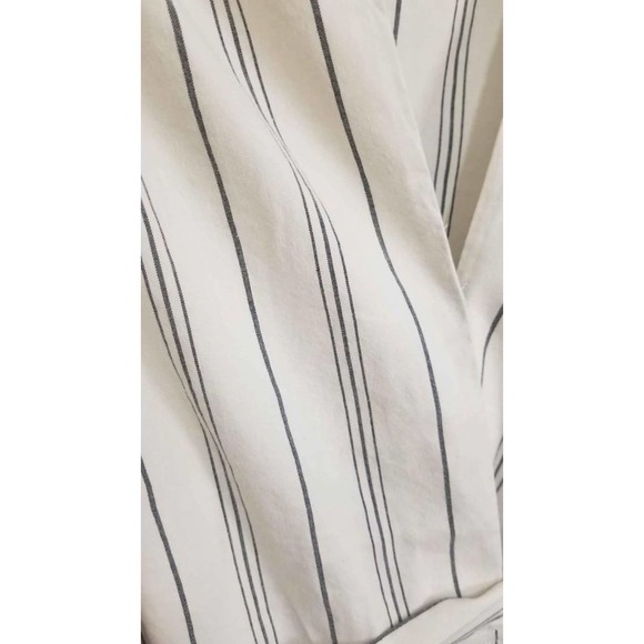 7 For All Mankind Part Linen Ruffle Hem Natural Stripe Dress Size XL - Picture 3 of 7